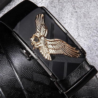 Dubulle Designer Ratchet Belt for Men Leather Fashion Adjustable Automatic Buckle Sliding Removable Dress Casual