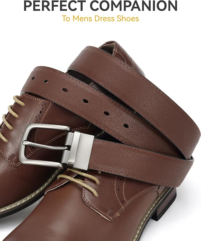 CHAOREN Reversible Belt Men 1 Piece - 1.25" Leather Dress Belt - Trim to Fit for Elegant Style