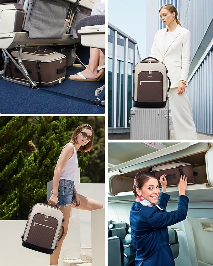 LOVEVOOK Large Travel Backpack for Women, TSA Carry on Backpack for Airplanes, 50L Personal Item Travel Bag for Women fits 17" Laptop,Waterproof Carry on Bag Airplane Approved with 3 Packing Cubes
