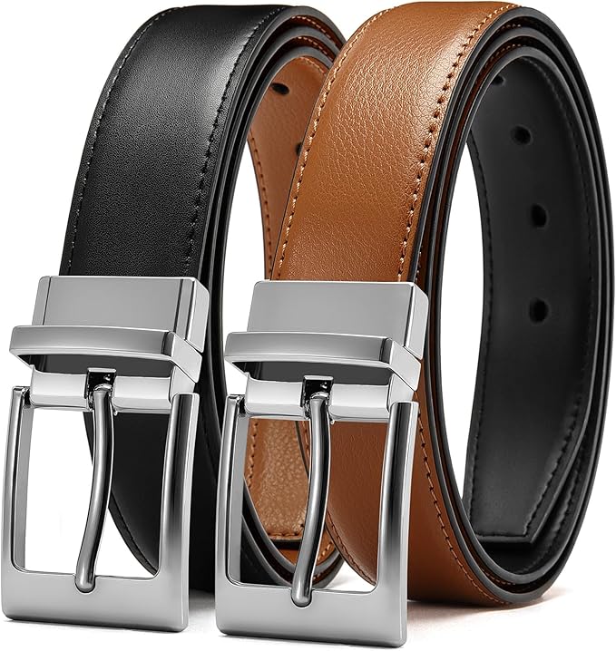 CHAOREN Reversible Belt Men 1 Piece - 1.25" Leather Dress Belt - Trim to Fit for Elegant Style
