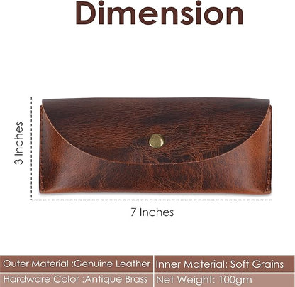 Leather Sunglasses Case Genuine Eyeglass Holder Reading Glasses Protector Vintage Eyewear Storage for Men and Women
