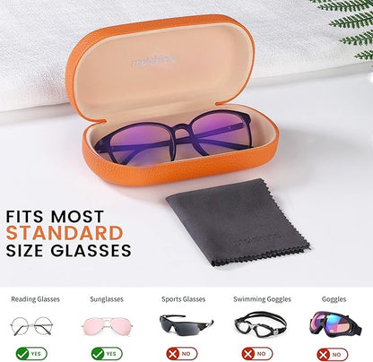 molshine Hard Shell Leather Sunglasses Case,Classic Large Glasses Case for Women Men,Sunglass Eyeglasses