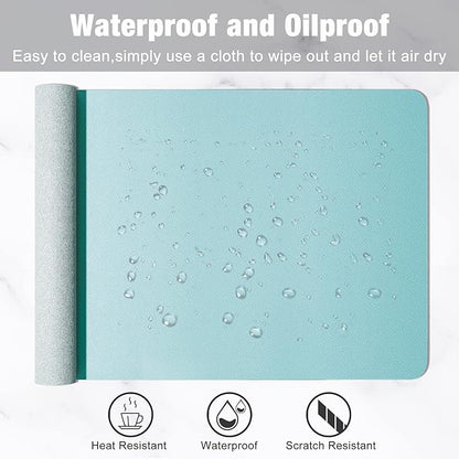 Hsurbtra Desk Pad, 30" x 14" PU Leather Desk Mat, XL Extended Mouse Pad, Waterproof Desktop Blotter Protector, Non-Slip Ultra Thin Large Laptop Keyboard Writing Mat for Office Home, Lake Blue
