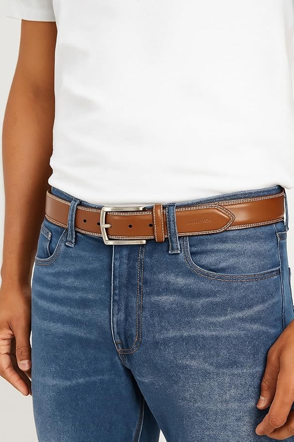 Nautica Men's Dress Leather Belt for Suits and Pants | Classic | Business | Fashion | Adjustable | Metal Buckle
