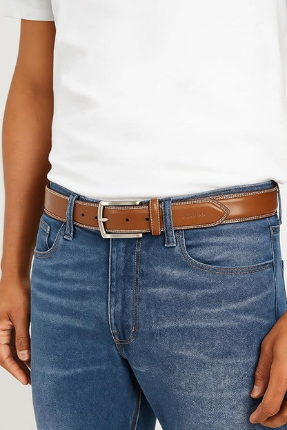 Nautica Men's Dress Leather Belt for Suits and Pants | Classic | Business | Fashion | Adjustable | Metal Buckle