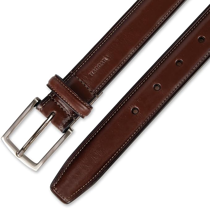 Haggar mens Leather Dress Belt for Suits and Pants - Classic, Formal, Business, Work