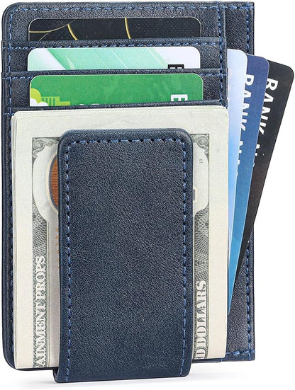 Magnetic Closure Slim Wallet for Men Leather RFID Blocking Minimalist Front Pocket Money Clip Wallet Credit Card Holder