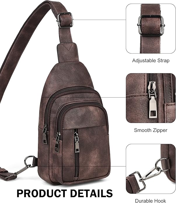 MASINTOR Sling Bag for Women - Crossbody Bags Fanny Pack with Vegan Leather - Adjustable Sling Backack for Travel