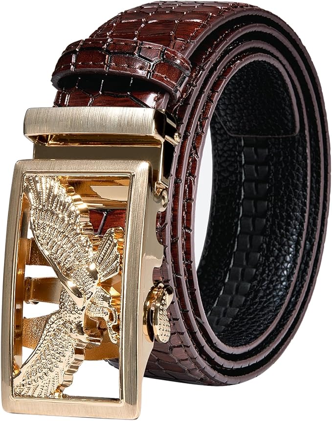 Barry.Wang Mens Belts Leather Ratchet Automatic Buckle Slide Click 1 3/8" Designer Dress Fashion Classic Casual Work Business
