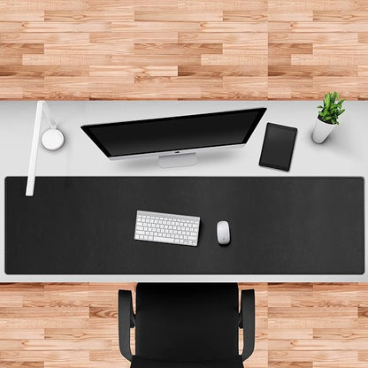 Cacoy 63" x 15.7" Large Leather Desk Mat, Multifunctional Computer Desk Pad, Waterproof PU Leather Mouse Pad, Extended Desk Writing Mat for Office and Home (Black)