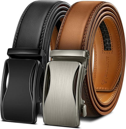 BULLIANT Men Belts 2 Pack,Ratchet Sliding Belt Adjustable For Gift Mens Dress Casual 1 3/8",Cut for Fit