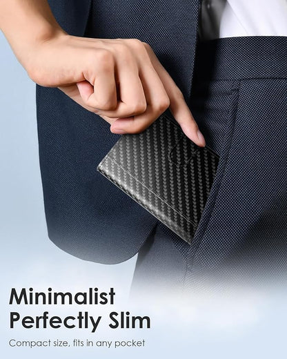 QLD RFID Wallet for Men - Smart Pop up Card Holder - Trifold, Slim, Minimalist Wallet for Front Pocket, 9-11 Cards Capacity | ID Window | Cash Slot | Magnetic Closure