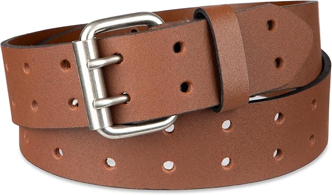 Dickies Men's Double Prong Leather Work Belt – Fully Adjustable, Regular & Big and Tall Sizes