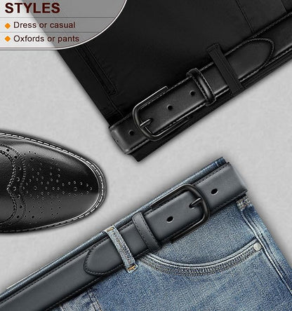 BULLIANT Men Belt Multi Pack,Leather Belt For Gift Men Golf Dress Casual Jean 7Holes 1 3/8"