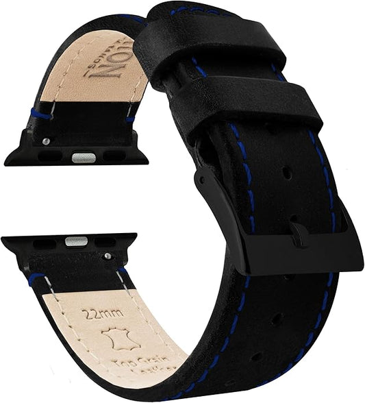 BARTON WATCH BANDS - Top Grain Leather Watch Bands Compatible with Apple Watch Models - 1, 2, 3, 4, 5, 6, 7, 8, 9, 10, SE, Ultra & Ultra 2