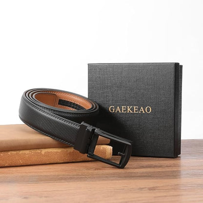 GAEKEAO Mens Belt Leather Micro-Adjust Buckle Ratchet Belts for Men Dress Casual to Formal Trim to Fit with Gift Box (35mm)