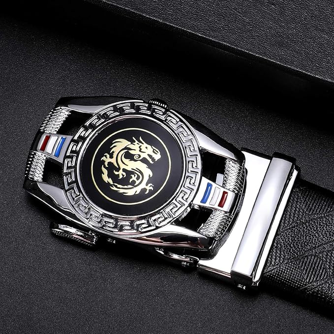 Barry.Wang Mens Belts Leather Ratchet Automatic Buckle Slide Click 1 3/8" Designer Dress Fashion Classic Casual Work Business