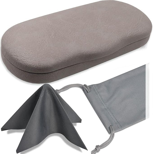 MyEyeglassCase Men's Medium Glasses Case - Classic Eyeglasses Hard Shell Holder, Elegant Easy Open Lip with Pouch and Cloth