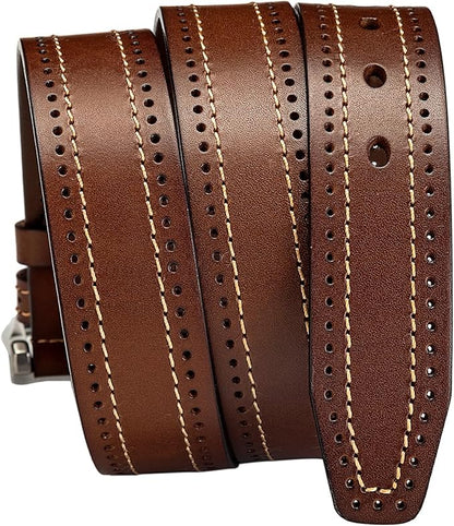 Luxury Full Grain Genuine Leather Belt Men Gift, 1.5" Wide Vintage Real Leather Western Cowboy Men's Belts