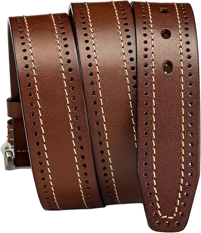 Luxury Full Grain Genuine Leather Belt Men Gift, 1.5" Wide Vintage Real Leather Western Cowboy Men's Belts