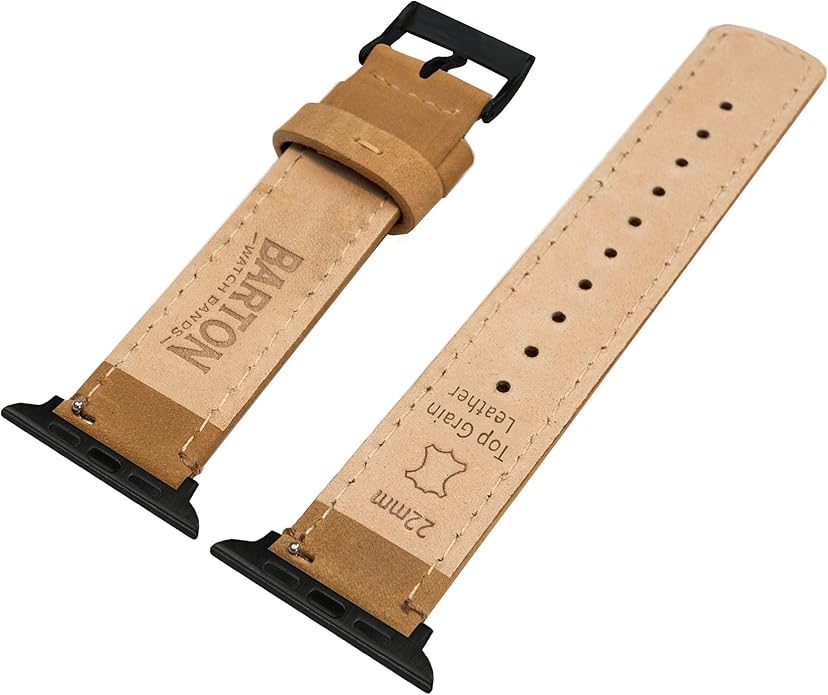 BARTON WATCH BANDS - Top Grain Leather Watch Bands Compatible with Apple Watch Models - 1, 2, 3, 4, 5, 6, 7, 8, 9, 10, SE, Ultra & Ultra 2