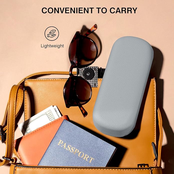 Marvolia Glasses Case Large Hard Shell Eyeglasses Case PU Leather Protective Case for Sunglasses Eyeglasses