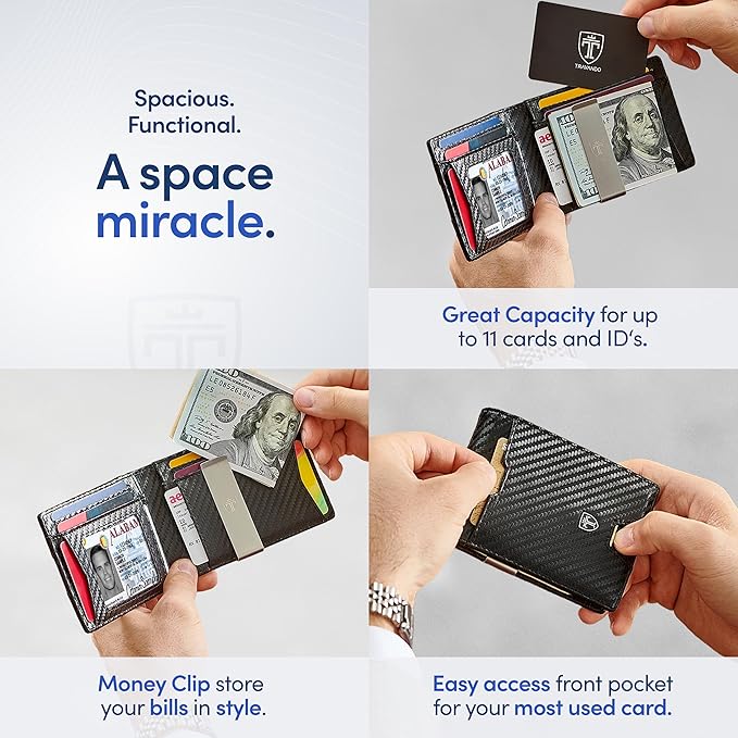 TRAVANDO Mens Wallet with Money Clip AUSTIN RFID Blocking Bifold Credit Card Holder for Men with Gift Box