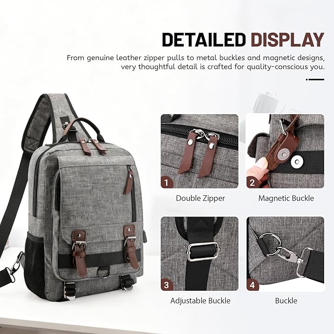 mygreen Canvas Cross Body Messenger Bag Shoulder Sling Backpack Travel Rucksack