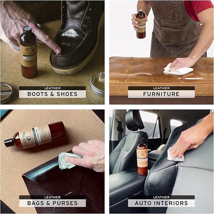 Otter Wax Leather Cleaner & Conditioner | All-Natural Conditioning Oil for Boots, Furniture Auto Seats Jackets Shoes & Bags