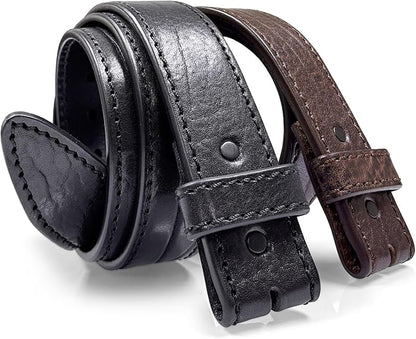100% One-Piece Full Grain Leather Belt Straps with No Slot Hole/Slot Hole/Heavy-Duty, Multi Options 1-1/2" (38mm) Wide