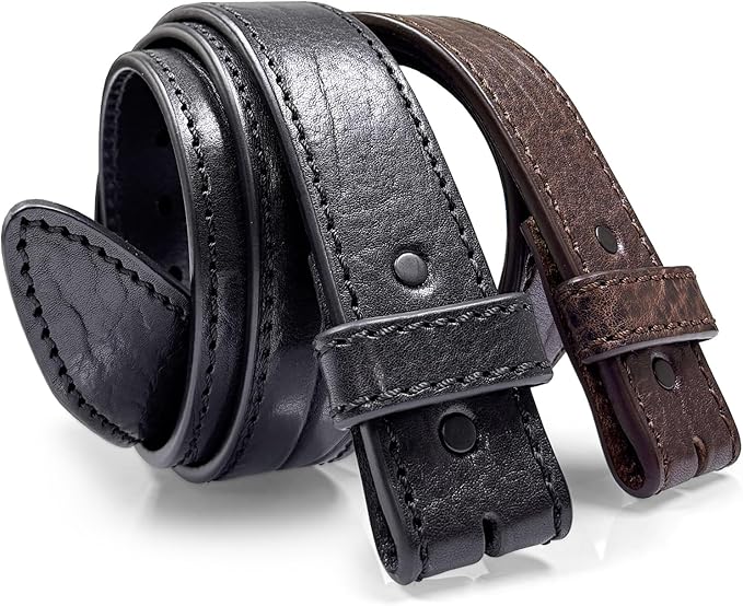 100% One-Piece Full Grain Leather Belt Straps with No Slot Hole/Slot Hole/Heavy-Duty, Multi Options 1-1/2" (38mm) Wide