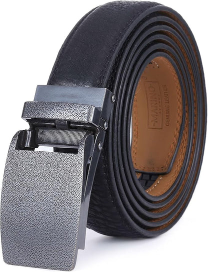 Marino Avenue Ratchet Belt for Men. Adjustable Leather Dress Belt with 38 Easy to Click Into Place Ratchet Closures.