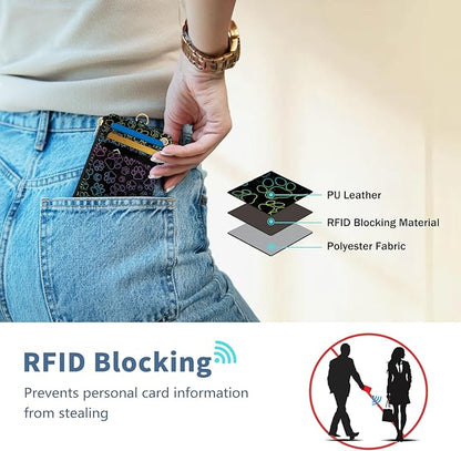 Lanyard Wallet with Id Badge Holder, Dog Paw RFID Small Keychain Wallet Women Wristlet, Cute Zipper Credit Card Holder Phone Wrist Neck Strap for Key Name Tag, Teacher Student Office Gifts