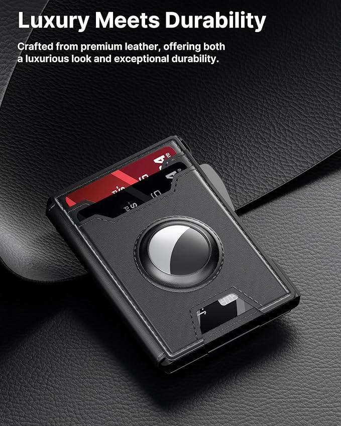 typecase AirTag Wallet for Men: Compatible with Apple AirTag (1st & 2nd Generation), RFID Blocking, Genuine Leather, Slim & Minimalist Design,13 Cards Capacitiy | ID Window | Money Clip (Black)