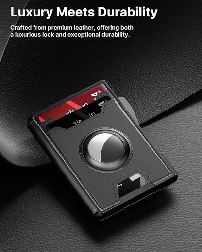 typecase AirTag Wallet for Men: Compatible with Apple AirTag (1st & 2nd Generation), RFID Blocking, Genuine Leather, Slim & Minimalist Design,13 Cards Capacitiy | ID Window | Money Clip (Black)