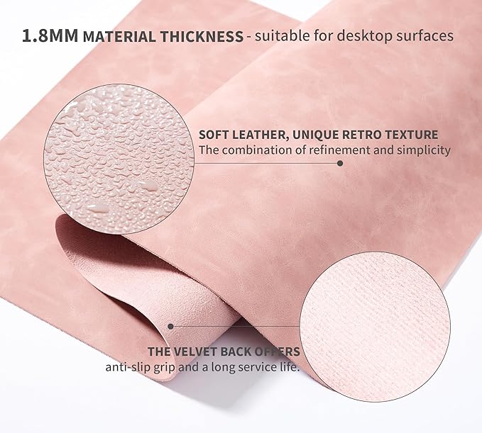 RENMTURE Large Mouse Pad and Keyboard Wrist Rest, Desk Pad for Keyboard and Mouse, Large Gaming Mouse Pad with Wrist Support, Desk Mat for Work and Gaming (Pink)