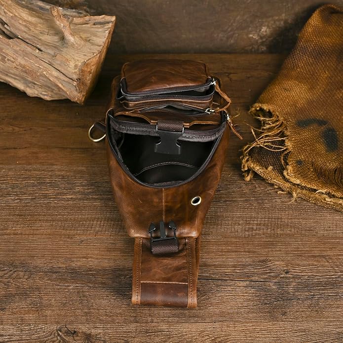 Le'aokuu Men Fashion Casual Tea Designer Travel Hiking Crossbody Chest Sling Bag Rig One Shoulder Strap Bag Men Leather 8015 | Fashion, Casual, Tea, Designer, Travel, Hiking