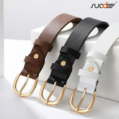SUOSDEY Womens Casual Leather Belt for Jeans Dress Pants,Fashion Ladies Waist Belt