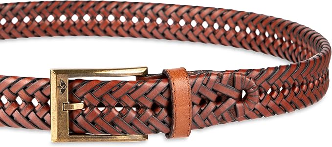 DOCKERS Men's Braided Leather Belt, Fully Adjustable Casual Strap for Everyday Wear