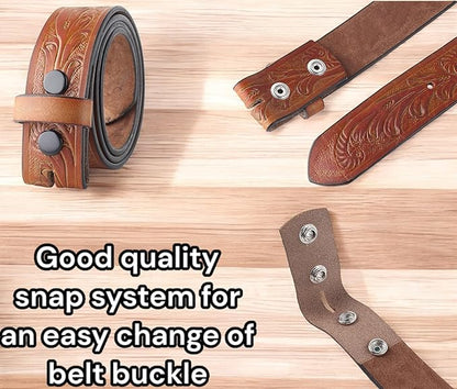 F&L CLASSIC Western Belt without buckle for men – Full Grain Leather Cowboy Belts for jeans - One Piece Leather strap belt