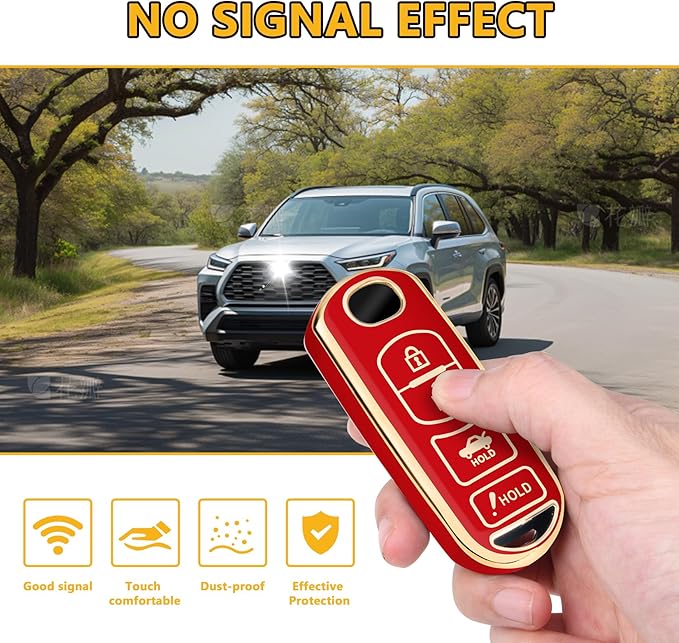FT FUNTOR for Mazda Key Fob Cover,4 Buttons TPU Key Cover with Golden Edge,Compatible with Mazda 3 6 8 CX-3 CX-5 CX-7 CX-9 Atenza Miata MX-5 with Keychain (A-Red)