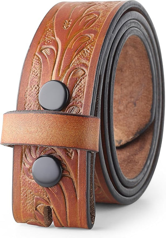 F&L CLASSIC Western Belt without buckle for men – Full Grain Leather Cowboy Belts for jeans - One Piece Leather strap belt