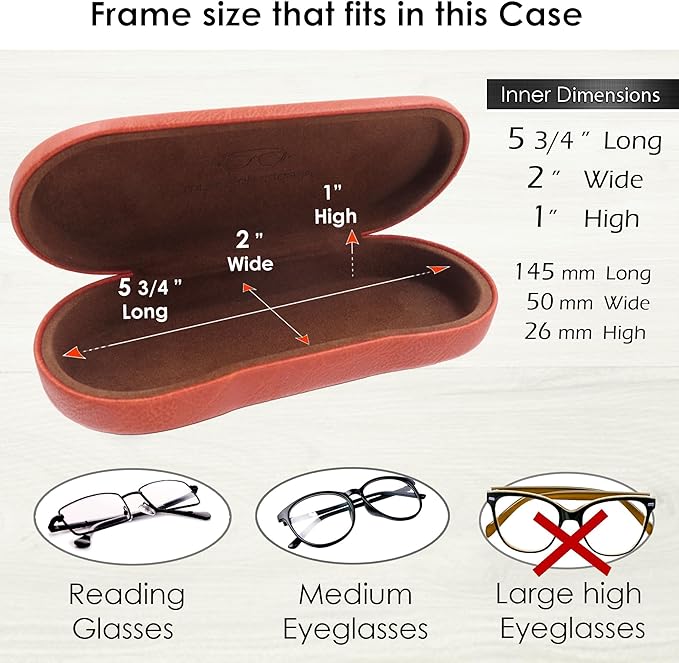 MyEyeglassCase Hard Shell Glasses case, Medium Eyeglasses Holder, Easy Open Lip for Men Women, Portable Sleeve Pouch & Cloth