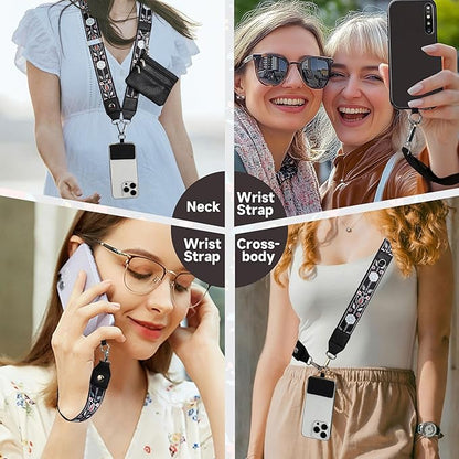 FUVLIFE Phone Lanyard Crossbody Wrist Strap, Adjustable Clip and Go Strap for Phone with Wallet Crossbody, Phone Strap with Zippered Pouch, Universal Hands-Free for All Cell Phone