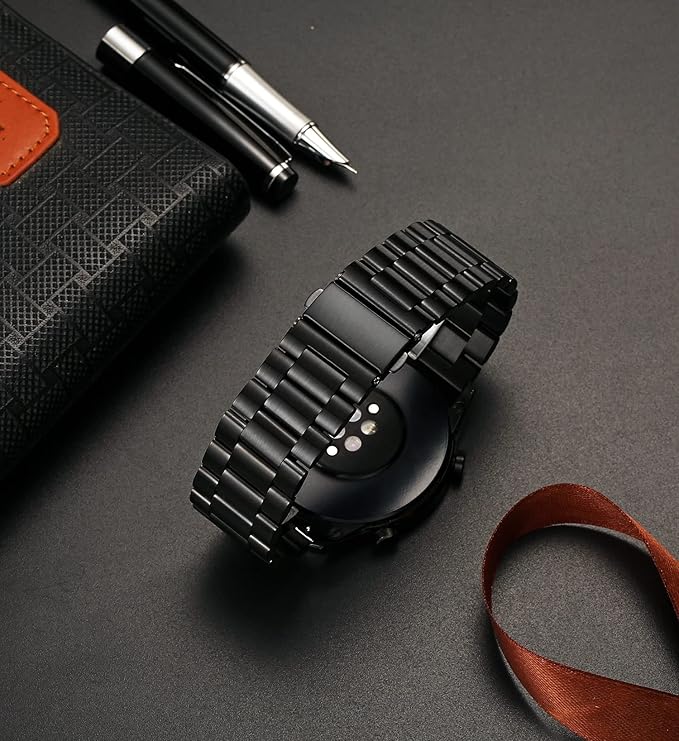 MORAN Stainless Steel Watch Band Quick Release Replacement Metal Strap 18mm 20mm 22mm Men Women, Black+Folding Clasp