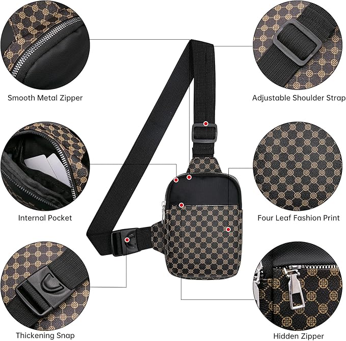 Long Keeper Mini Sling Bag - Women Men Vegan Leather Crossbody Phone Bag Waterproof Travel Running Chest Bag Casual Daypack