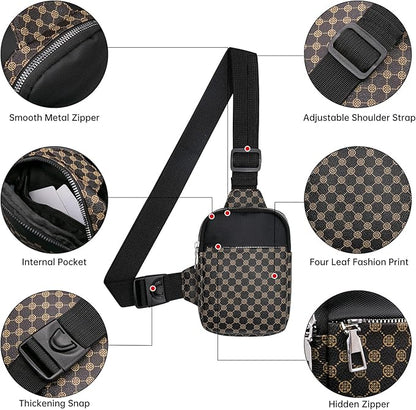 Long Keeper Mini Sling Bag - Women Men Vegan Leather Crossbody Phone Bag Waterproof Travel Running Chest Bag Casual Daypack
