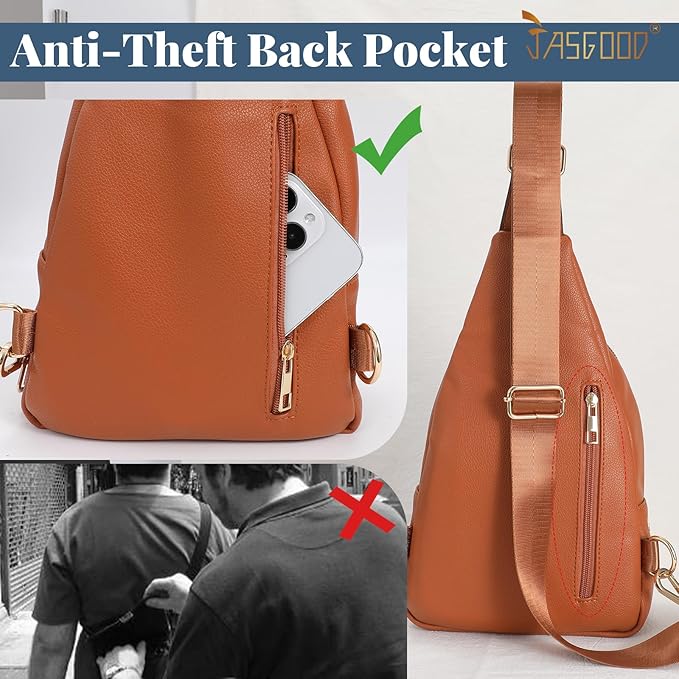 Sling Bag for Women Crossbody Leather Fanny Packs Chest Bag Fashion Sling Backpack Travel JASGOOD
