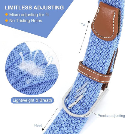 XZQTIVE Braided Belt Stretch Belt for Men and Women Multicolored Woven Golf Belt Elastic Jean Belts