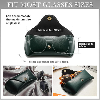 SUNGAIT Vegan Leather Glasses Case Portable Sunglasses Holder Hard Shell Slim Design Travel-Ready